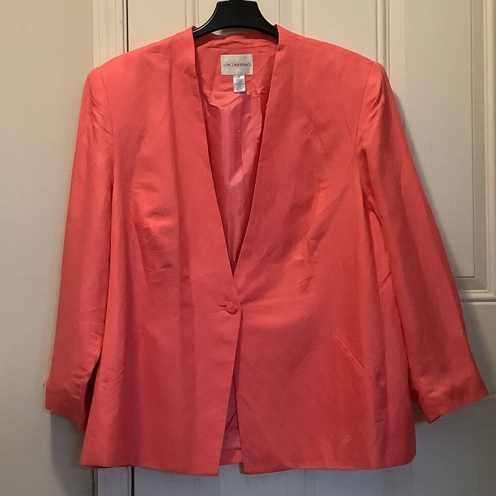 Like-new Jon Lawrence Women's 24W Coral Linen -blend Blazer | Ships Free!